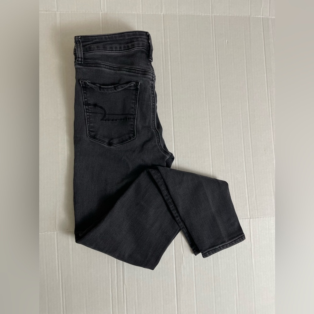 American Eagle Outfitters Jeans Womens Faded Black Low Rise Stretch Skinny - 6